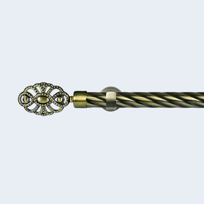 Aluminum Oval-Shaped Finial Anti-Brass Color 3m Iron Pole Curtain Rod With Single Bracket