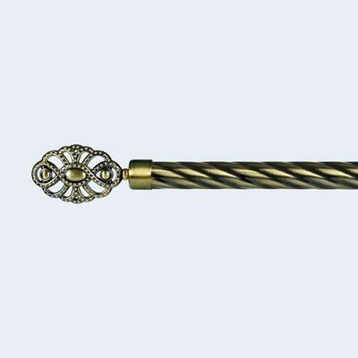 Aluminum Oval-Shaped Finial Anti-Brass Color 3m Iron Pole Curtain Rod With Single Bracket