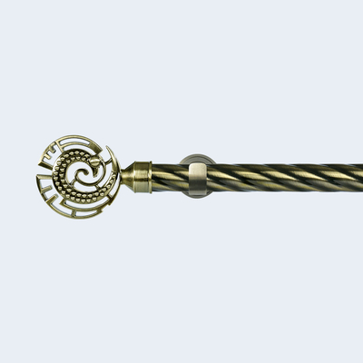 Anti-Brass 28mm Taji Shape Finial 3-Meter Twisted Pipe Curtain Rod With Double Bracket