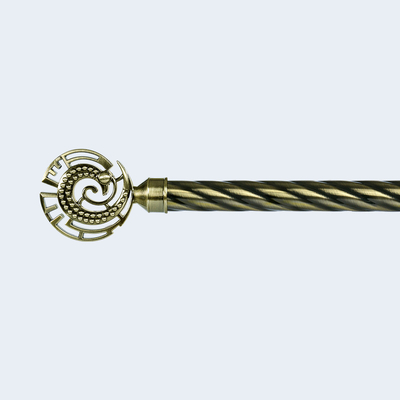 Anti-Brass 28mm Taji Shape Finial 3-Meter Twisted Pipe Curtain Rod With Double Bracket