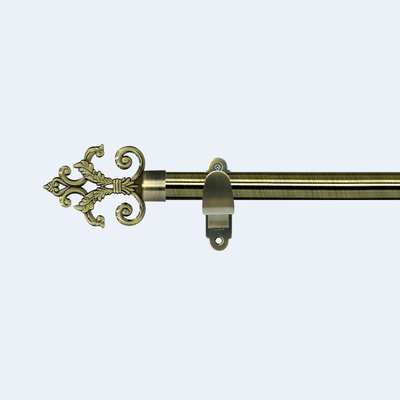 Anti-Brass Iron Curtain Rod 2m/2.5m With Accessories Pattern Curtain Finials For Window Decoration
