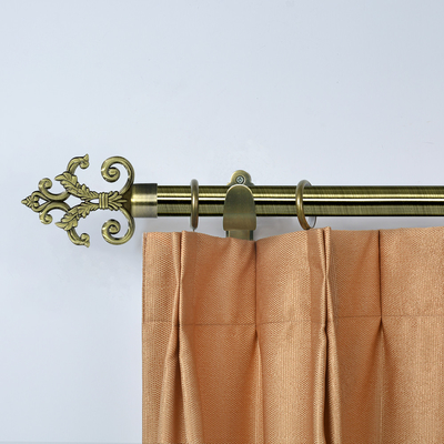 Anti-Brass Iron Curtain Rod 2m/2.5m With Accessories Pattern Curtain Finials For Window Decoration
