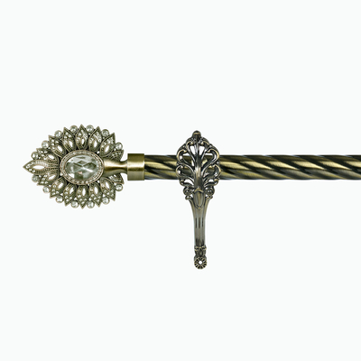 28MM Diamond Peacock shape Finial Anti-Brass color 6M Curtain Pole With Single Bracket Bedroom Decor
